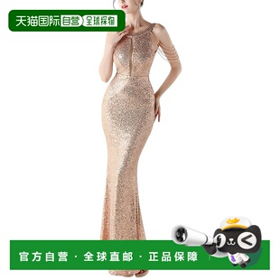 自营KALINNU womens Maxi Dress, 8 - gold 美国奥莱直发