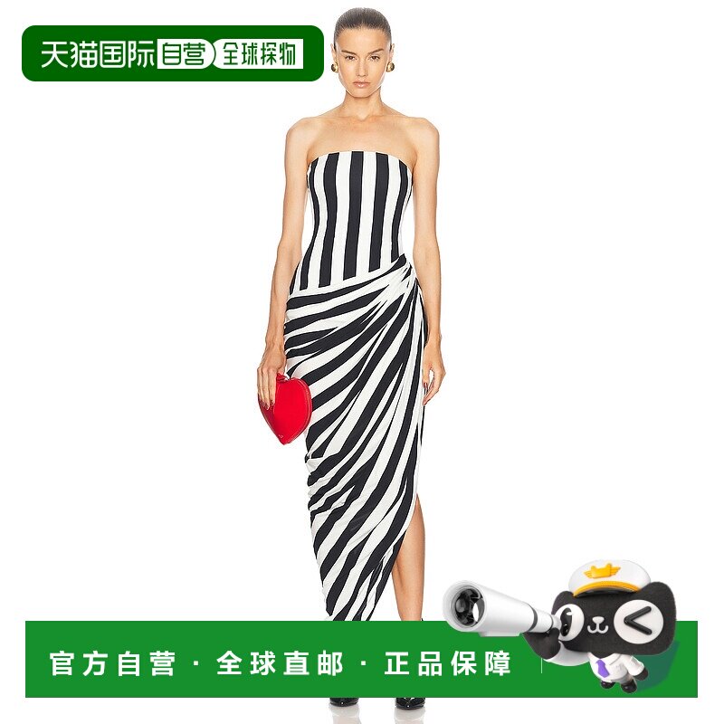 1h可退 香港直邮Balmain 巴尔曼 女士 紧身胸衣条纹垂褶针织长款