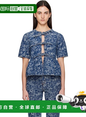 1h可退 香港直邮GANNI 甘尼 女士 蓝色 Tapestry Peplum 上装 J19