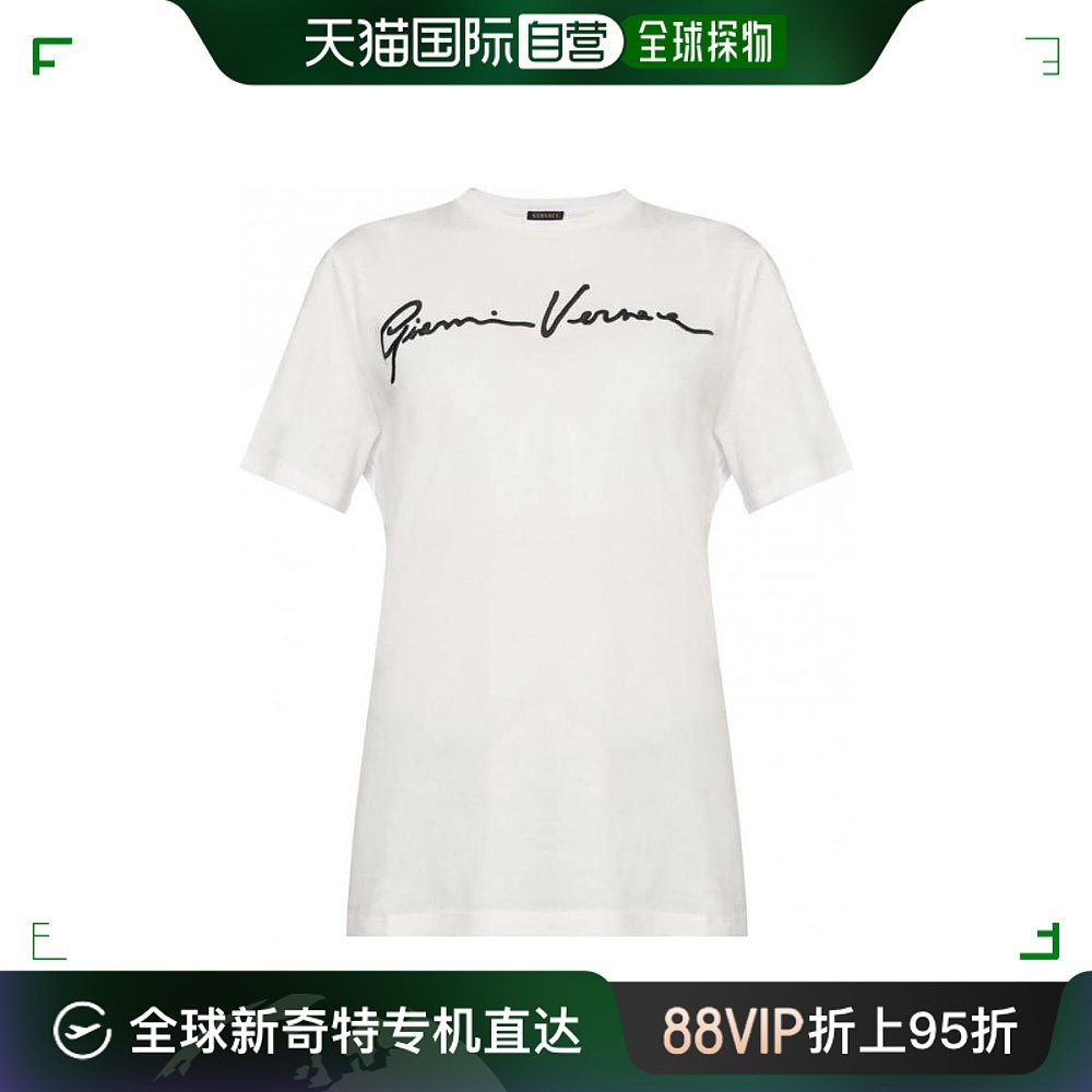 香港直邮潮奢 Versace范思哲女士 logo刺绣T恤 A85757A228806A2