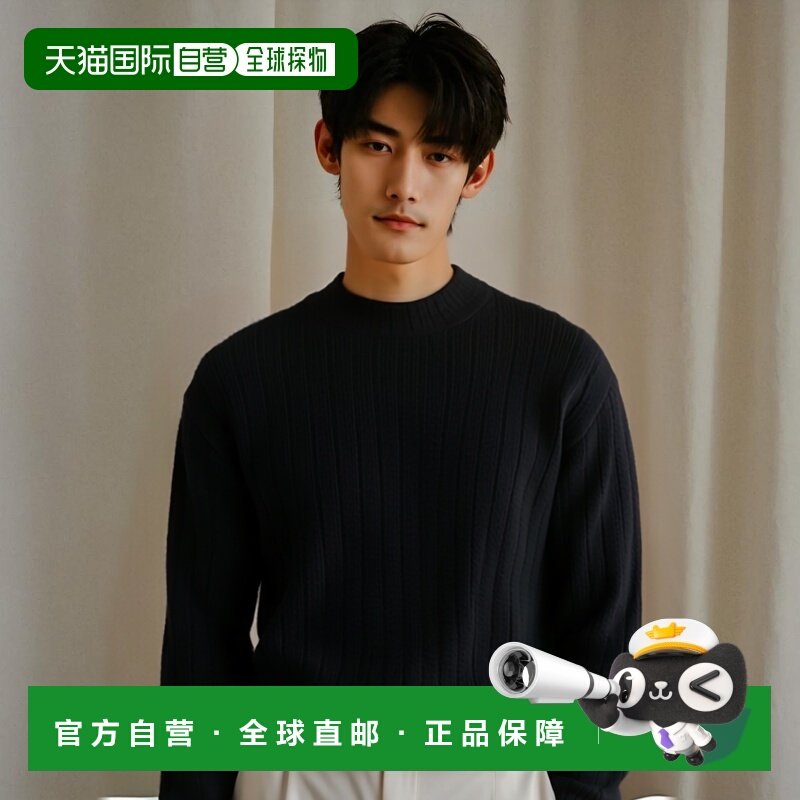 韩国直邮SATUR设计师款大气简约日常休闲个性针织衫SA23FWMK03BK