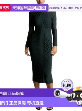 自营Reiss Myla Ruched Bodycon Midi Dress - teal 美国奥莱直发