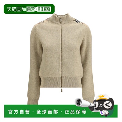 1h可退 香港直邮Burberry 巴宝莉 女士 格紋飾邊拉鍊開襟衫 81209