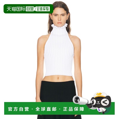 1h可退 香港直邮alaia 女士 挂脖上衣 AA9H1347K107B white白色