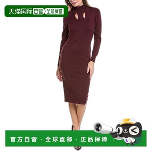 红色 自营 几何锁孔毛衣裙 Tahari 美国奥莱直发连衣裙 Elie