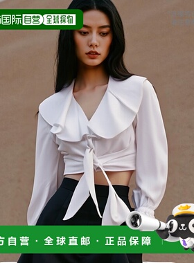 香港直邮BALMAIN 女士衬衫 EF1HU296CB020FA SS2025 白色 短款衬