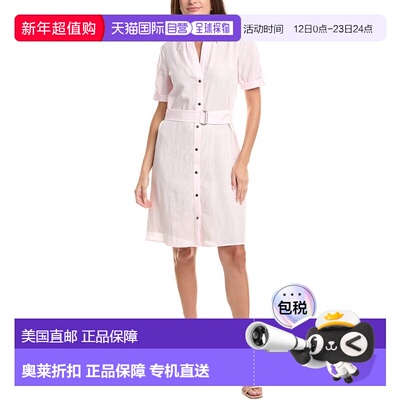 自营Vince Cuffed Belted Shirtdress - Pink 连衣裙美国奥莱直发