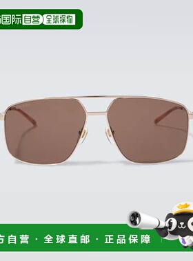 1h可退 香港直邮潮奢 Gucci 古驰 男士 织物方框太阳眼镜