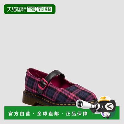 自营欧洲直邮DrMartens马丁大夫 Elphie女士红色蓝色Tartan玛丽珍