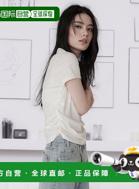 1h可退 日本直邮KINO THE KEI 女士刺绣U领修身短款T恤 ktk521005