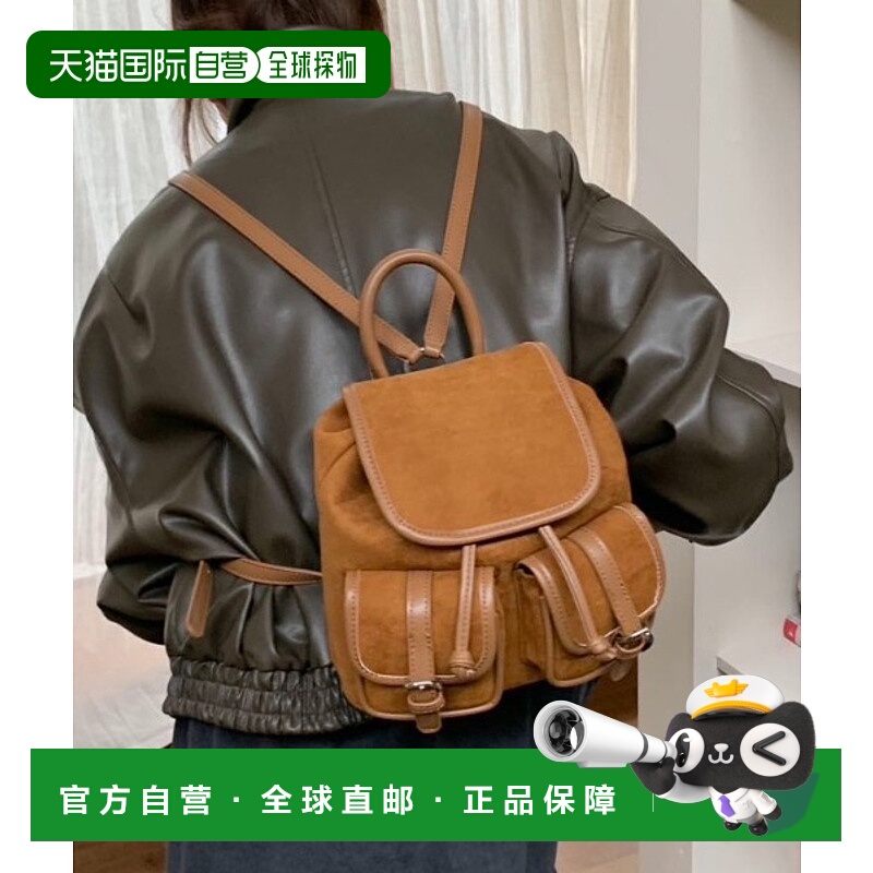 1h可退 日本直邮deux amour 女装 仿麂皮双口袋休闲背包 14720201