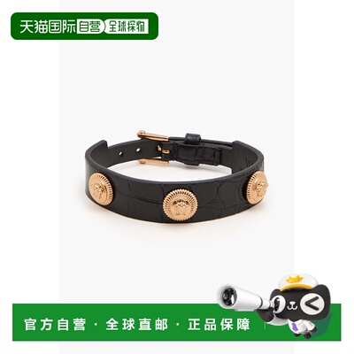 香港直邮versace 范思哲 男士 Medusa 镀金鳄鱼纹皮革手链 101196