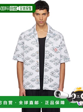 1h可退 香港直邮潮奢 Casablanca 男士 灰白色提花衬衫 MAW25SH21