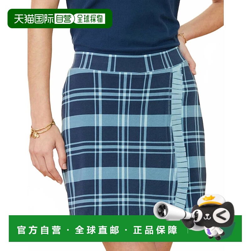 自营spartina 449Jersey Wrap Skort In Clara Plaid Bluestone -