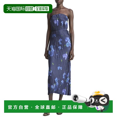 自营Vince Poppy Blur Crushed Column Dress - blue 美国奥莱直