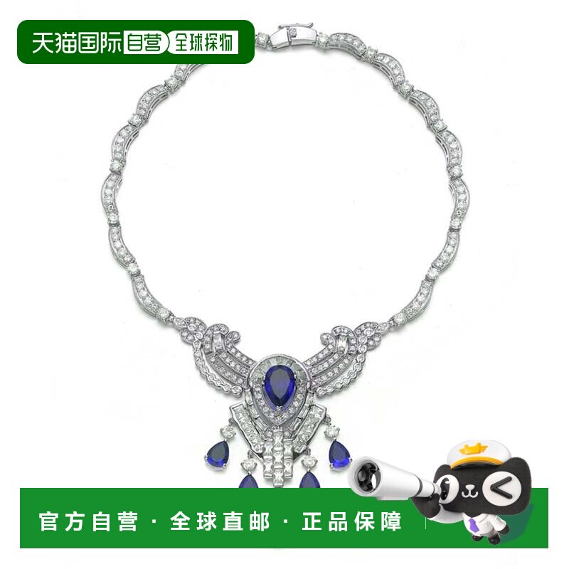 自营 genevive925 纯银立方氧化锆重蓝宝石泪珠项链 - 蓝色 美国