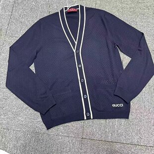 834072XKESP4423 AW2025 蓝色 GUCCI 针织开衫 针织毛衣 长袖 男士