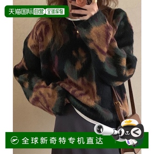 SELAB21T06 SELAB21T0693 日本直邮WESTSEA 女士玫瑰图案宽松毛衣
