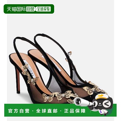 1h可退 香港直邮潮奢 AQUAZZURA 女士 Papillon 精饰网纱露跟浅口