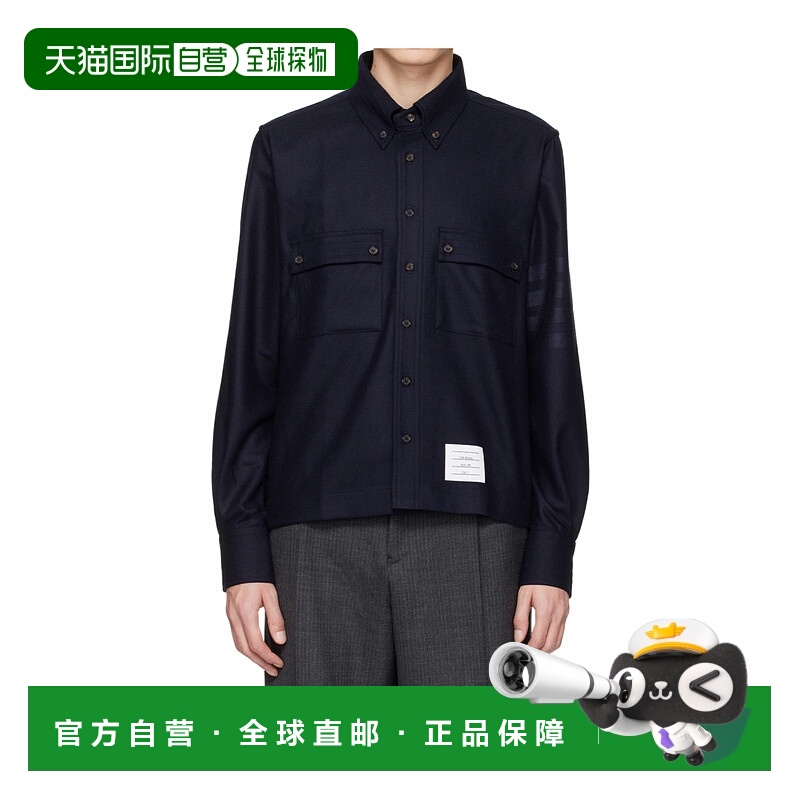 香港直邮Thom Browne 羊毛混纺法兰绒衬衫 MWL417S06393