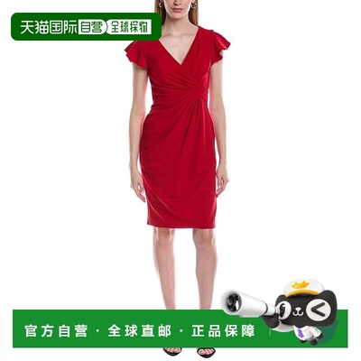 自营Rene Ruiz V-Neck Flutter Sleeve Draped Cocktail Dress -