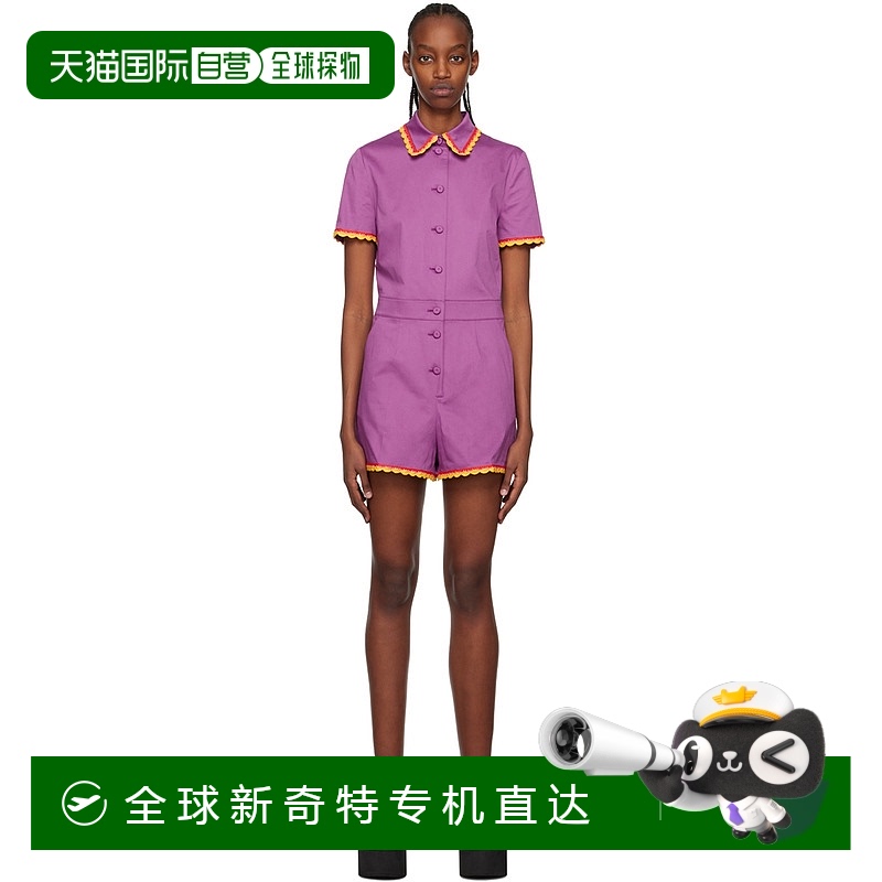 香港直邮Moschino 莫斯奇诺 女士 紫色 Crochet Trim 连身裤 231E