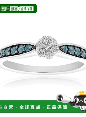 自营 vir jewels 1/3 cttw 蓝色钻石单石戒指 10K 白金 - 白色 美