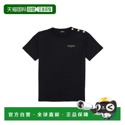 香港直邮BALMAIN 男童T恤 BX8R51KZ3186930OR AW2025 黑色