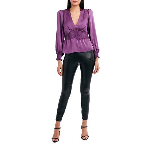 bcbgmaxazria【美国奥莱】直发 V 领荷叶边上衣 - 热情紫色