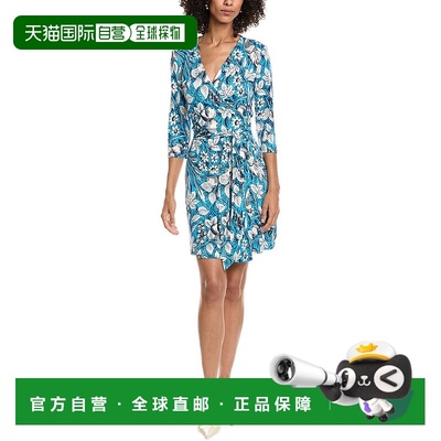自营Diane von Furstenberg新朱利安丝绸裹身连衣裙-蓝色 美国奥