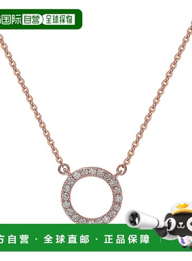 自营 Suzy Levian 14K 玫瑰金 0.25 ctw 钻石圆圈项链 - 粉红色