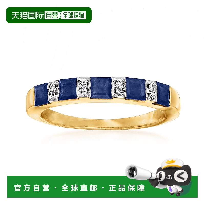 自营Ross-Simons Sapphire Ring With Diamond Accents in 18kt G