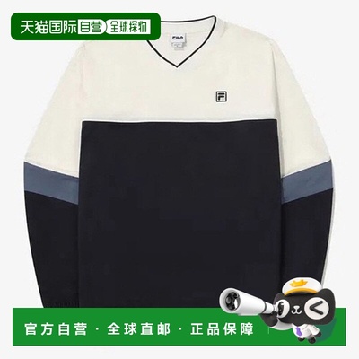 韩国直邮FILA 色块 V 领梭织男装 FS2POG3104X SWH 长袖T恤_P4063