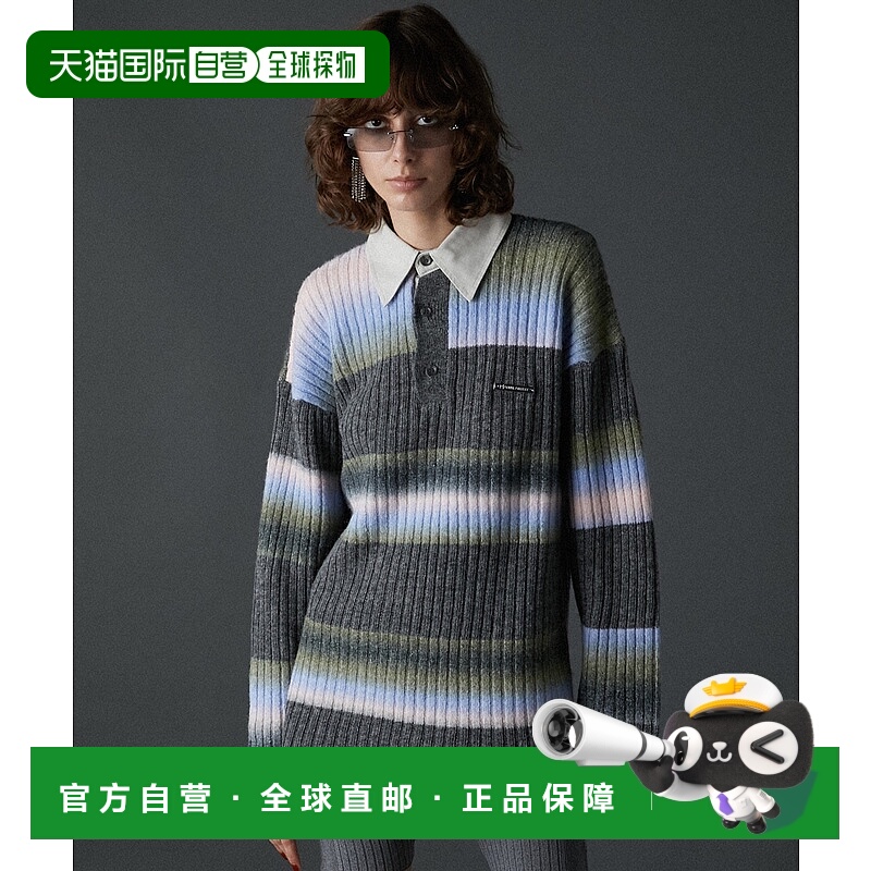 1h可退 日本直邮PRANK PROJECT 男女同款渐变条纹羊毛针织衫 3124