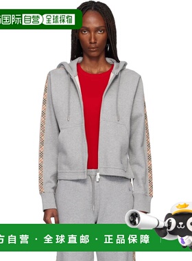 1h可退 香港直邮Burberry 巴宝莉 女士 灰色 Check Trim Cotton Z