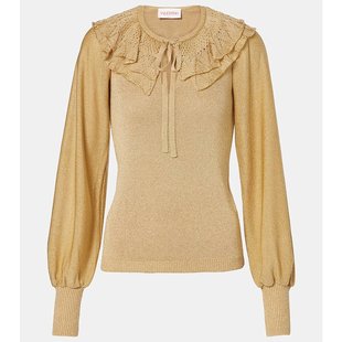 荷叶边金银锦缎毛衣 女士 000276 华伦天奴 Valentino