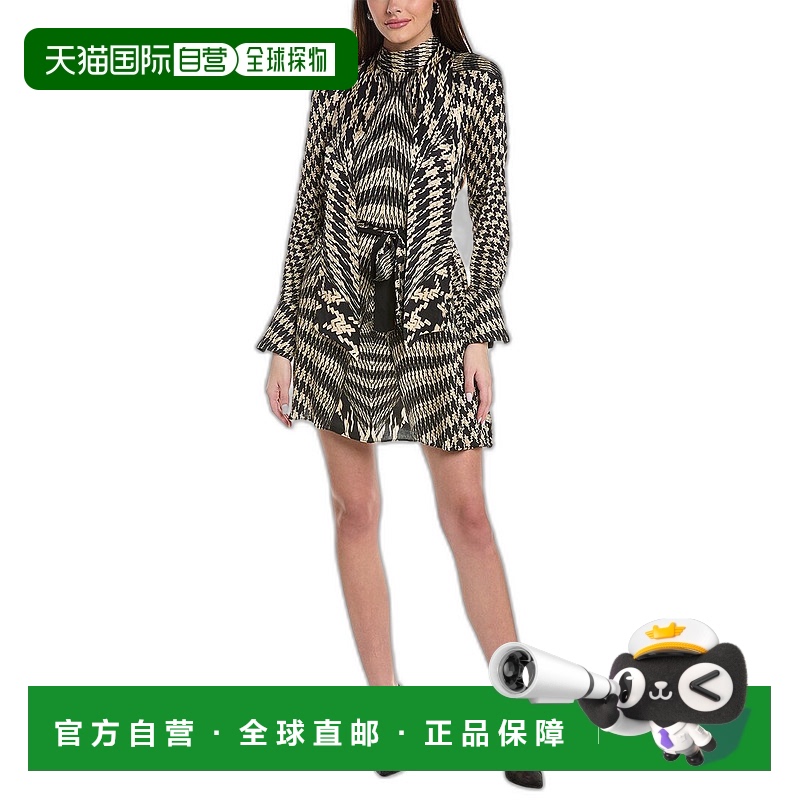 自营Reiss Ester 单色印花连衣裙 - 黑色/白色 美国奥莱直发
