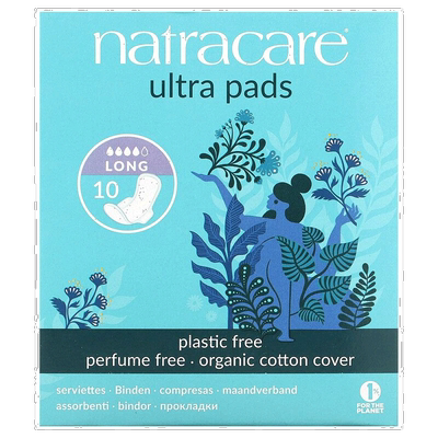 香港直邮Natracare耐卡卫生巾有机棉加长款轻薄舒适10片母亲正品