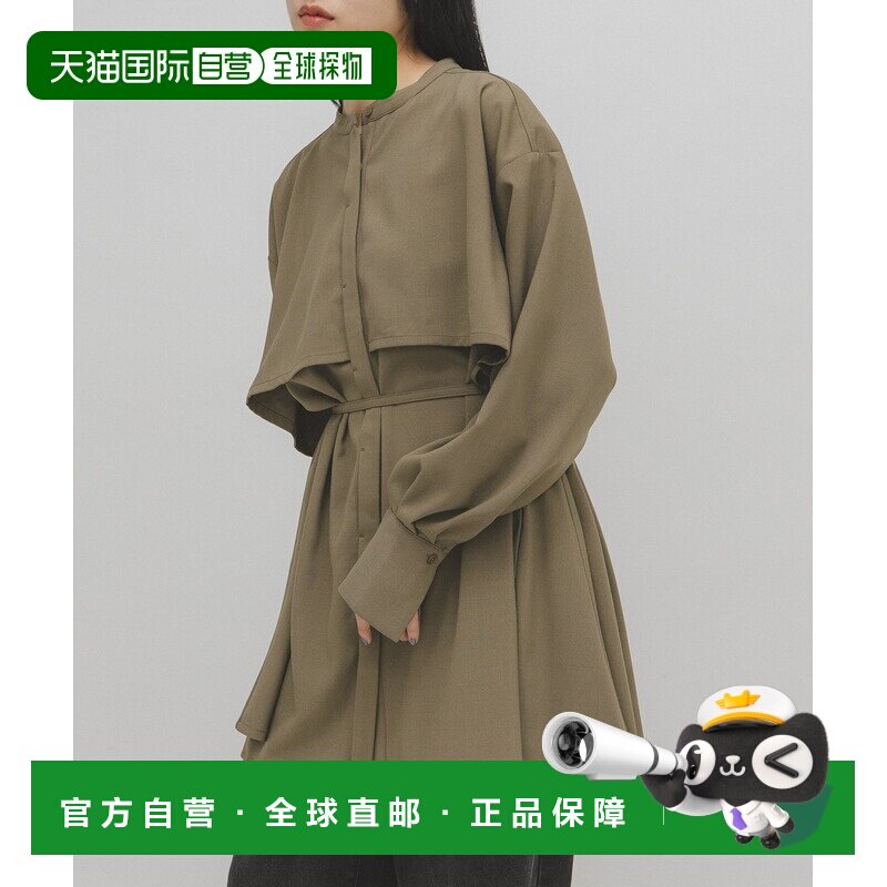 日本直邮KBF 女装 多层设计感迷你衬衫连衣裙 宽松系带 KBA726R15