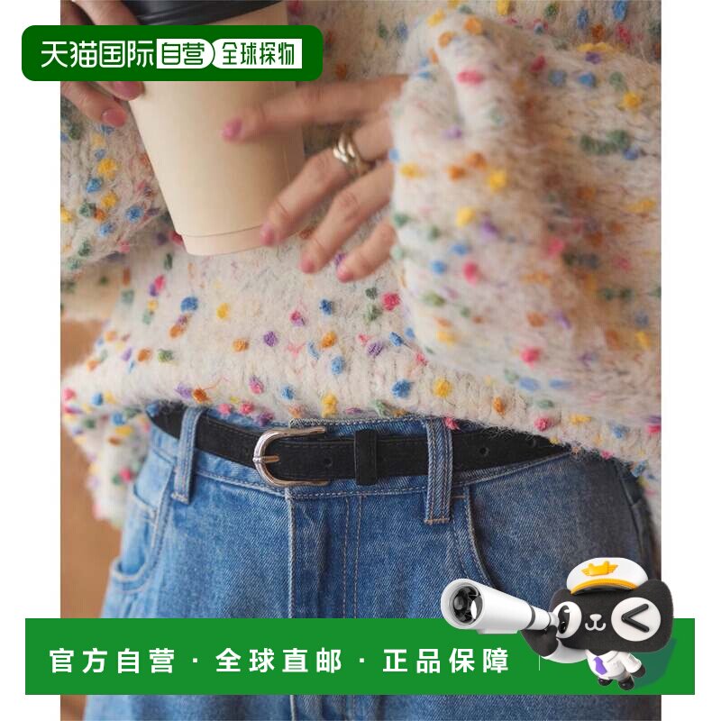 日本直邮银色扣 绒面皮带 J1183 黑色裤子 - 实物图