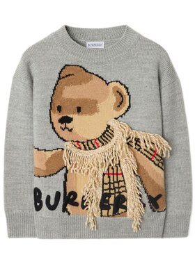 BURBERRY 男童针织衫 81094581 AW2025 灰色 托马斯熊羊毛毛衣