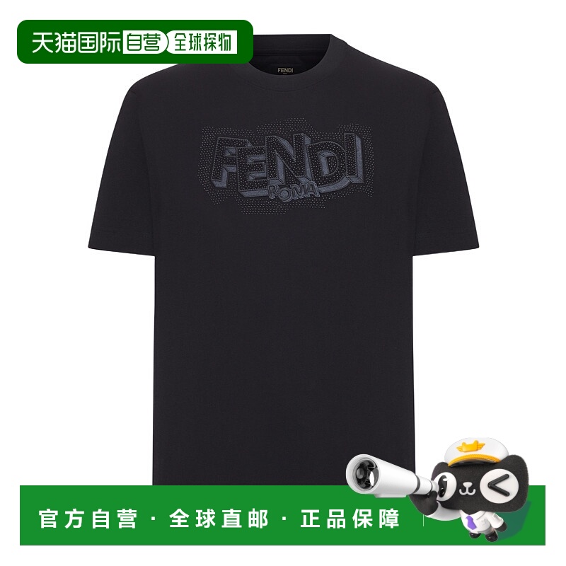 香港直邮FENDI 男士T恤 FY0936AW0WF0QA1 SS2026 黑色 TSHIRT FEN