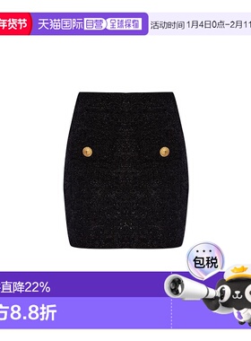 香港直邮Balmain 巴尔曼 女士 徽标半身裙 DF1LB015KG43a字裙短裙