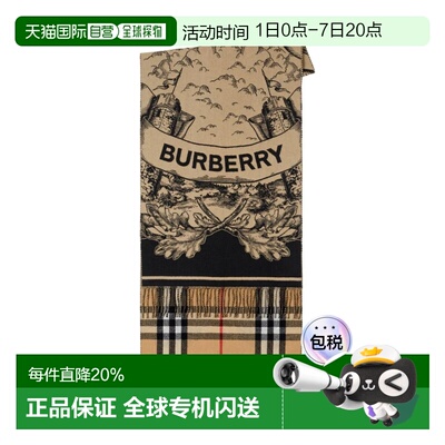 美国直邮BURBERRY Unisex Giant Check Cashmere Scarf