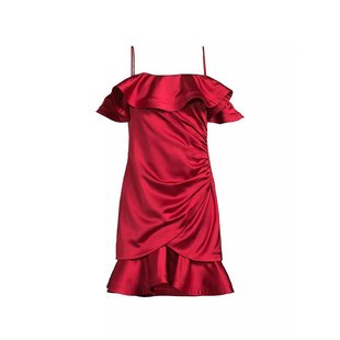 美国直邮Ungaro 荷叶边缎面迷你连衣裙 Axle