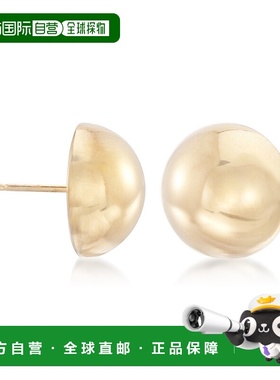 自营 Ross-Simons 14kt 黄金圆顶纽扣耳环 - 黄色 美国奥莱直发