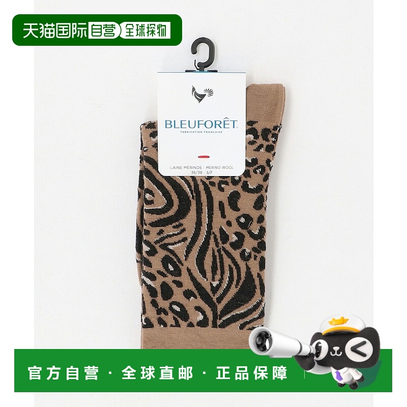 1h可退 日本直邮BLEU FORET 女士 宽松 Leopard纹 袜子 半卷口设