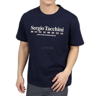 韩国直邮Sergio Tacchini MONDA T 恤 (STS24M50806-海蓝色) 短袖