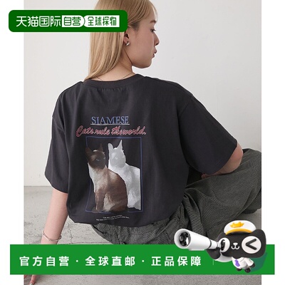 1h可退 日本直邮forksy. 女士猫咪图案短袖T恤 FOsc1251