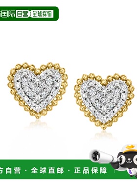 自营Ross-Simons Pave Diamond Heart Earrings in 18kt Gold Ove